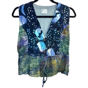 Terra Luna Arsty Boho Sleeveless Top Colorful Size Medium Rayon